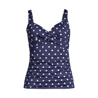 Women's Plus Size DD-Cup Chlorine Resistant V-Neck Wrap Underwire Tankini Swimsuit Top