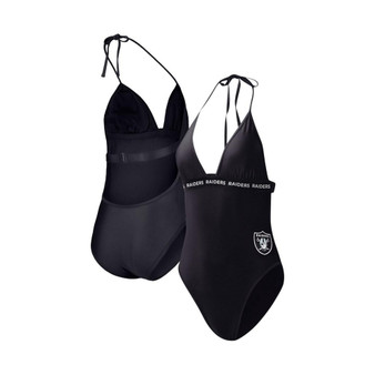 Women's Black Las Vegas Raiders Full Count One-Piece Swimsuit