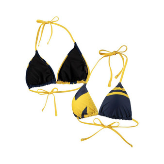 Women's Navy Michigan Wolverines Wordmark Bikini Top