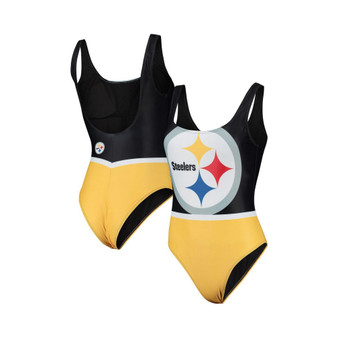 Women's Black Pittsburgh Steelers Team One-Piece Swimsuit