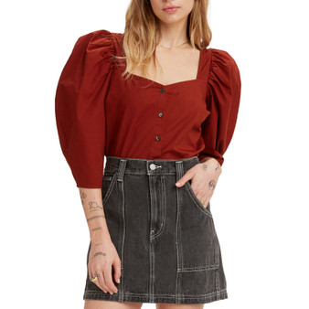 Women's Ellora Puff-Sleeve V-Neck Cropped Blouse