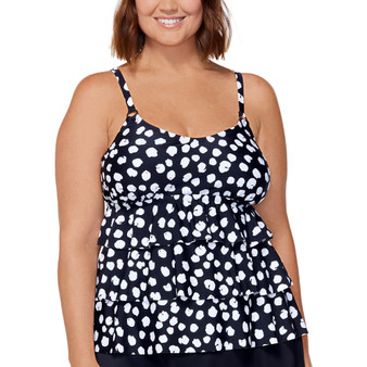 Plus Size Printed Triple-Tiered Underwire Tankini Swim Top, Created for Macy's