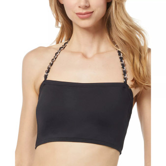 Women's Chain-Trim Halter Longline Bikini Top