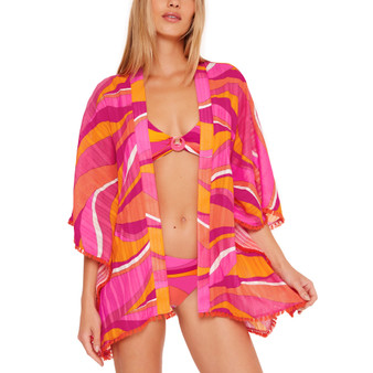 Women's Vivid Vista Fringe-Trim Tunic Cover-Up