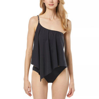 Women's Chain-Trim One-Shoulder Tankini Top