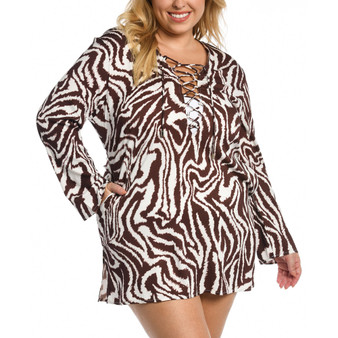 Plus Size Fierce Lace-Up Tunic Cover-Up