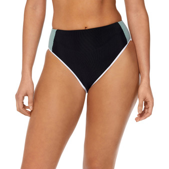 Women's Colorblock Ribbed High-Waist Bikini Bottoms