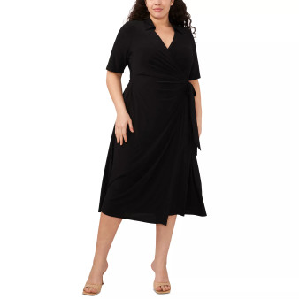 Plus Size Collared Wrap Dress