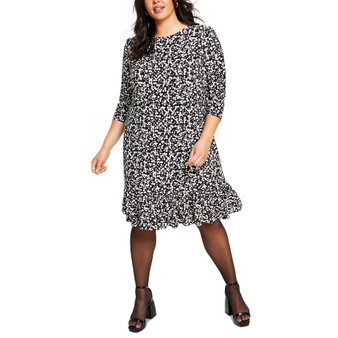 Plus Size Playful-Petal-Print Ruffled Jersey Dress