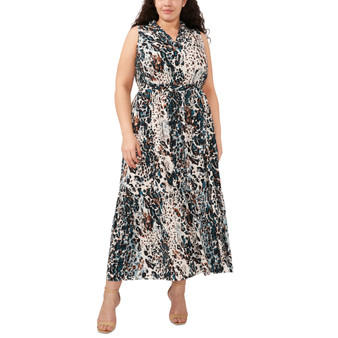 Plus Size Animal-Print Cutout-Back Maxi Dress