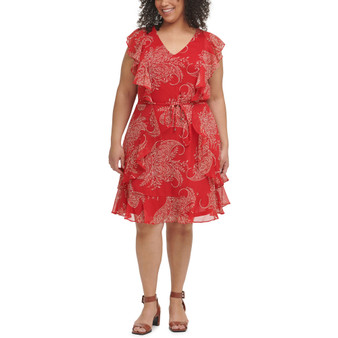 Plus Size Paisley-Print Fit & Flare Dress
