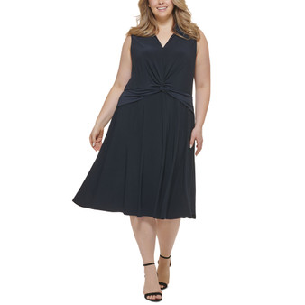 Plus Size Twist Front Fit & Flare Dress