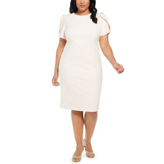 Plus Size Tulip-Sleeve Sheath Dress