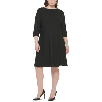Plus Size 3/4-Sleeve Textured Knit Dress