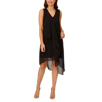 Plus Size Cascading Asymmetric-Hem Dress