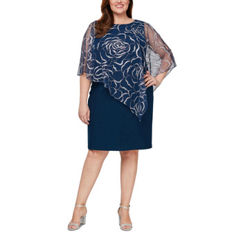 Plus Size Glitter-Mesh Overlay Dress