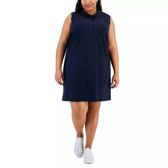 Plus Size Sleeveless Polo Dress