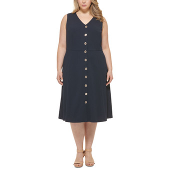 Plus Size Button-Front Midi Dress