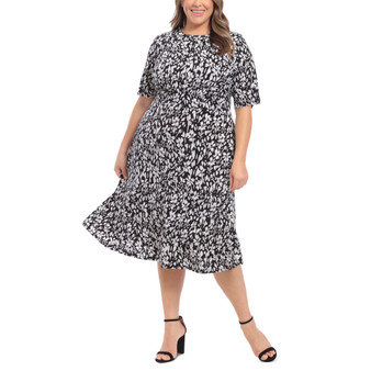 Plus Size Floral-Print Short-Sleeve Midi Dress