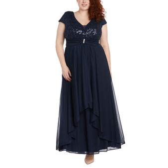 Plus Size Embellished Embroidered Gown