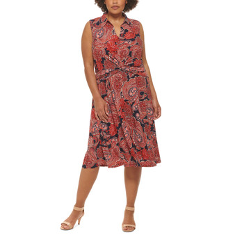 Plus Size Paisley-Print Twist-Front Midi Dress