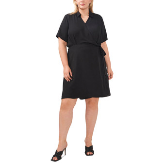 Plus Size Collared Surplice V-Neck Dress