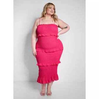 Women's Plus Size Ruffle Smocked Dress