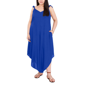 Plus Size Angled-Hem Tie-Strap Jumpsuit