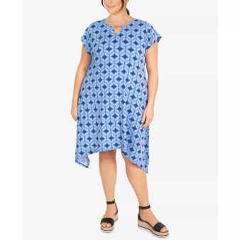 Plus Size Geo Puff Print Dress