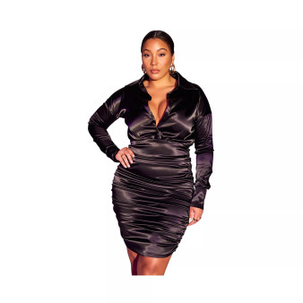 Womens Plus Size Ruched Mini Dress