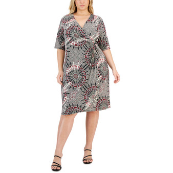 Plus Size Surplice-Neck O-Ring Sheath Dress