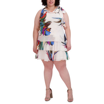 Plus Size Sleeveless Tiered Chiffon Shift Dress