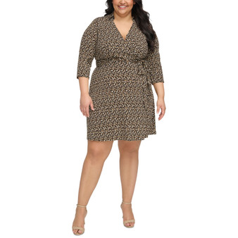 Plus Size Printed Belted Sheath Dress