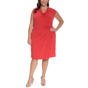 Plus Size Cowl-Neck Sheath Dress