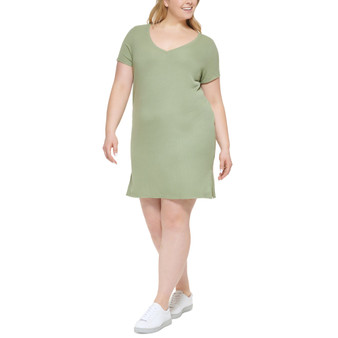 Trendy Plus Size Ribbed T-Shirt Dress
