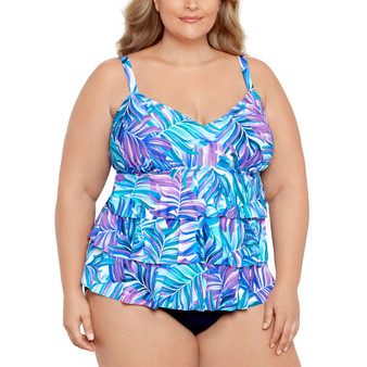 Plus Size Tummy Control Printed Fauxkini One-Piece Swimsuit, Created for Macy's