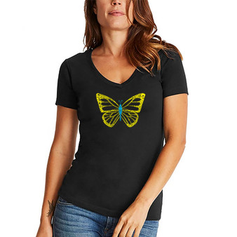 Women's Butterfly Word Art V-neck T-shirt