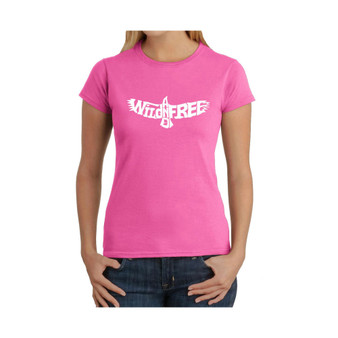 Women's Word Art T-Shirt - Wild and Free Eagle