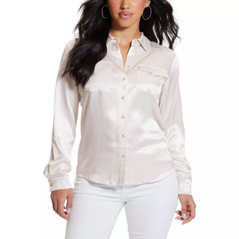 Women's Linda Satin Long-Sleeve Button-Front Shirt