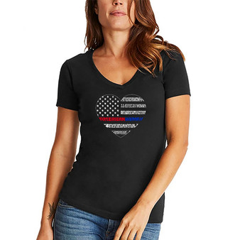 Women's American Woman Word Art V-neck T-shirt