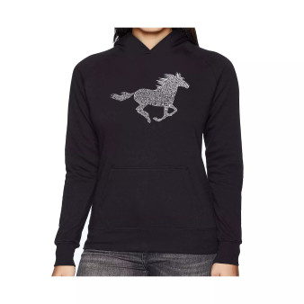 Women's Word Art Hooded Sweatshirt -Horse Breeds