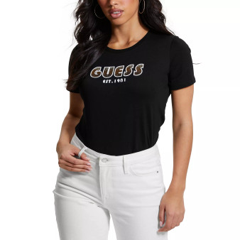 Women's Cotton Rhinestone Logo-Print Crewneck T-Shirt