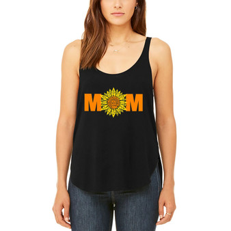 Women's Premium Mom Sunflower Word Art Flowy Tank Top