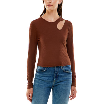Juniors' Cutout Long Sleeve Top