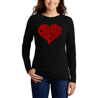 Women's Long Sleeve Word Art All You Need is Love T-shirt