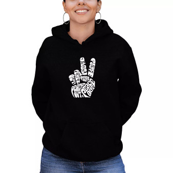 Women's Hooded Word Art Peace Out Sweatshirt Top
