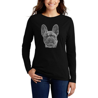 Women's Long Sleeve Word Art French Bulldog T-shirt