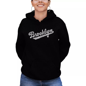 Women's Hooded Word Art Brooklyn Neighborhoods Sweatshirt Top