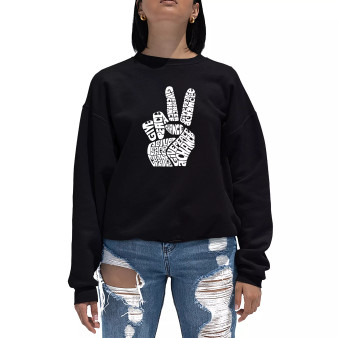 Women's Word Art Crewneck Peace Fingers Sweatshirt