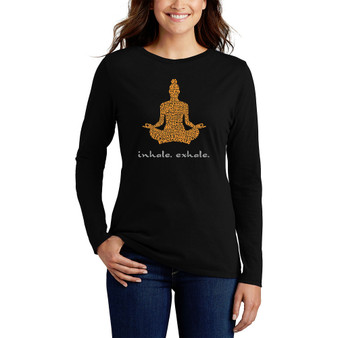 Women's Long Sleeve Word Art Inhale Exhale T-shirt